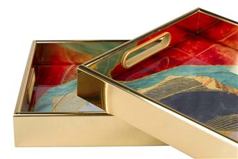 BANDEJA DOURADA ABSTRATA