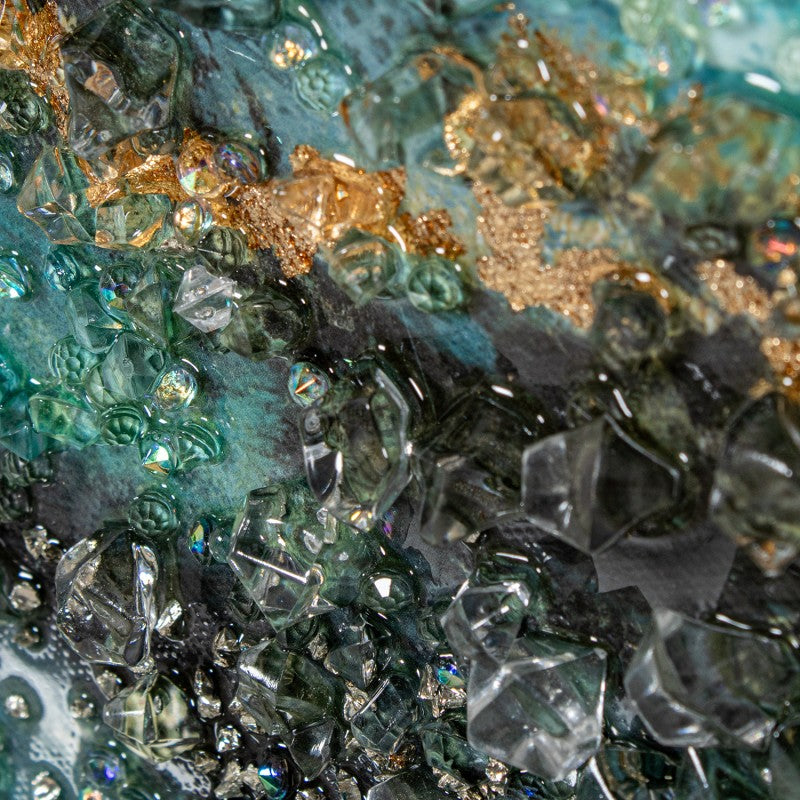 Pintura Abstrata com Moldura em Madeira - 102x3,2x52 cm