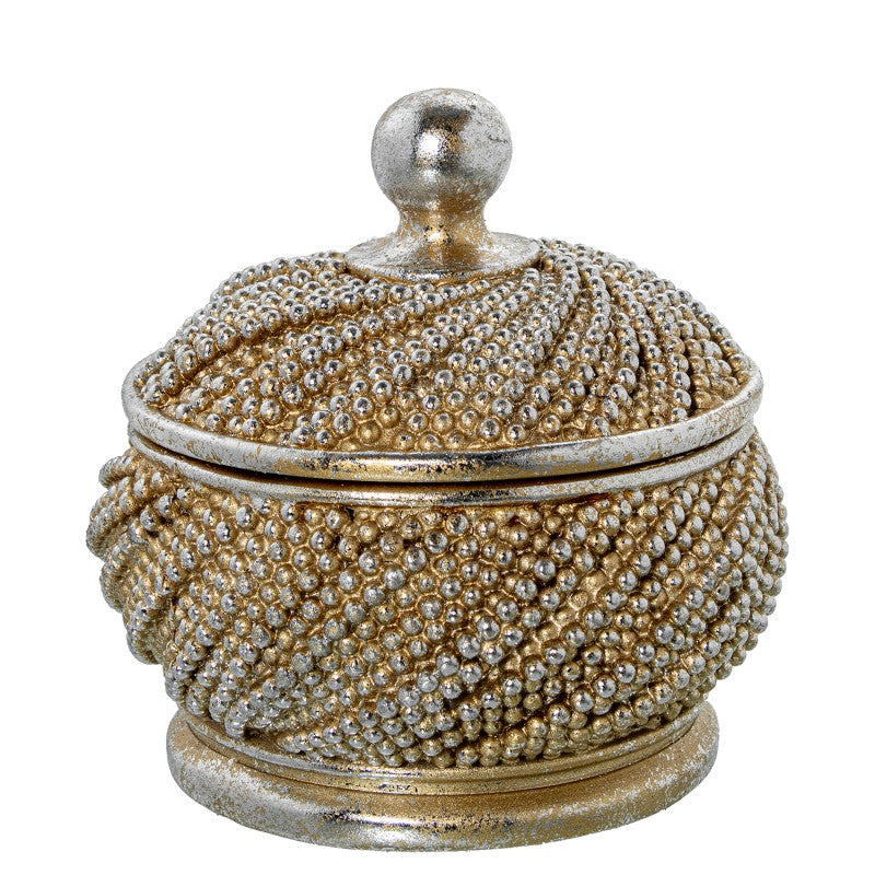 CAIXA DE JÓIAS PRATEADA E DOURADA