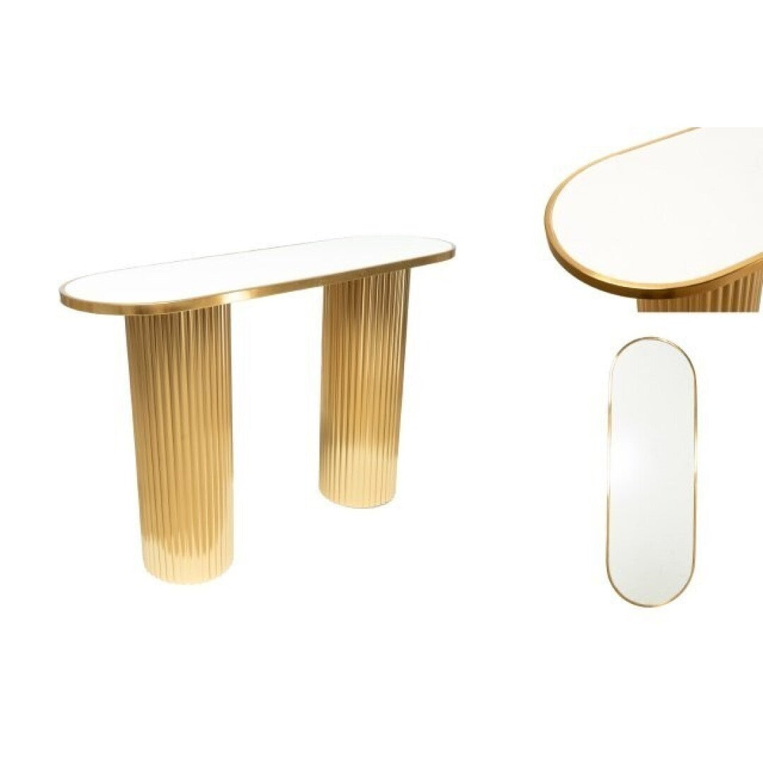 Consola em Metal Dourado com Tampo de Mármore