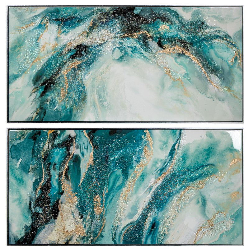 Pintura Abstrata com Moldura em Madeira - 102x3,2x52 cm