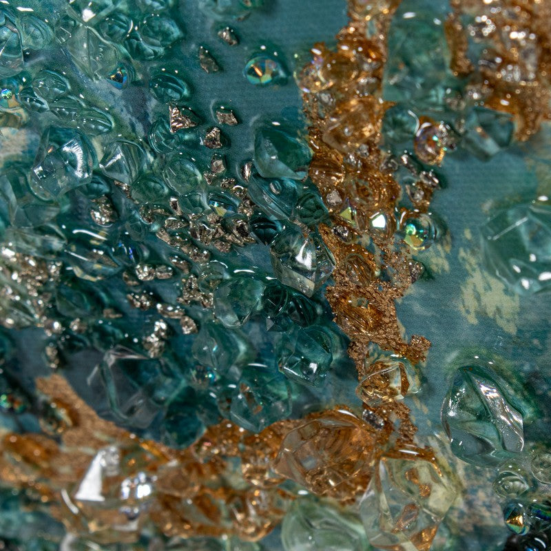Pintura Abstrata com Moldura em Madeira - 102x3,2x52 cm