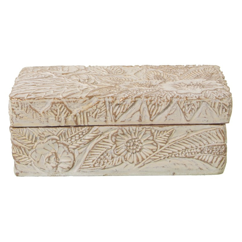 Caixa Decorativa em Resina – Branco Envelhecido