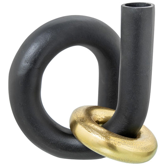 VASO ALUMÍNIO PRETO ANEL DOURADO