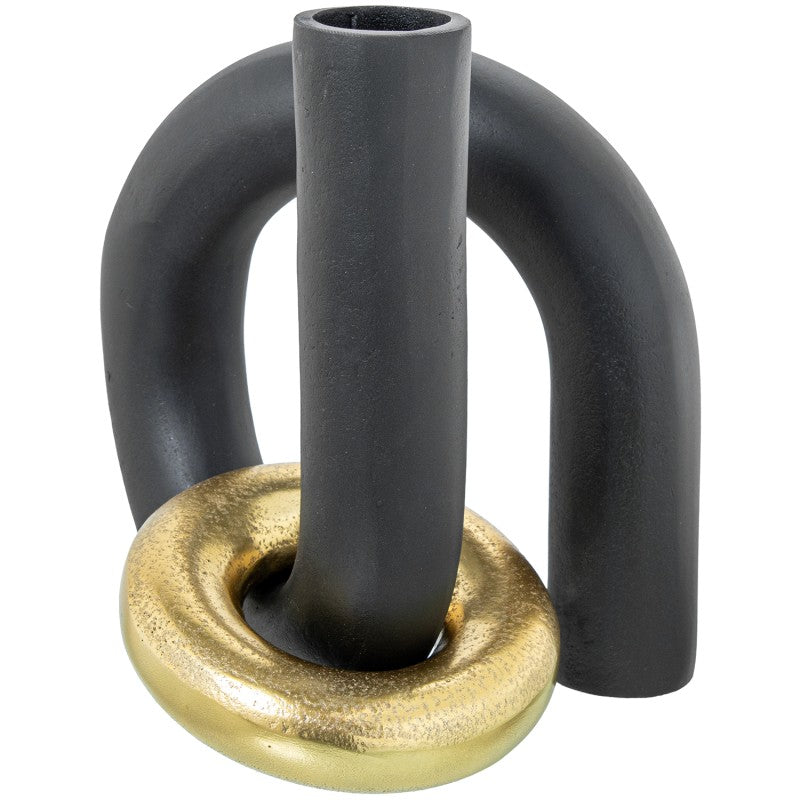 VASO ALUMÍNIO PRETO ANEL DOURADO