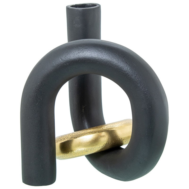 VASO ALUMÍNIO PRETO ANEL DOURADO
