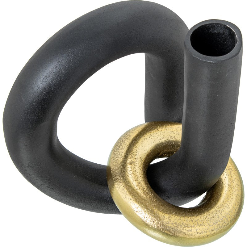 VASO ALUMÍNIO PRETO ANEL DOURADO