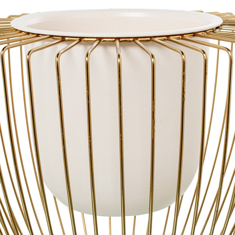 Conjunto de 2 Vasos em Metal Branco com Base Dourada – Elegância Moderna