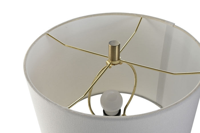 Candeeiro de Mesa em Ferro e Linho – Design Elegante com Detalhes em Bolas