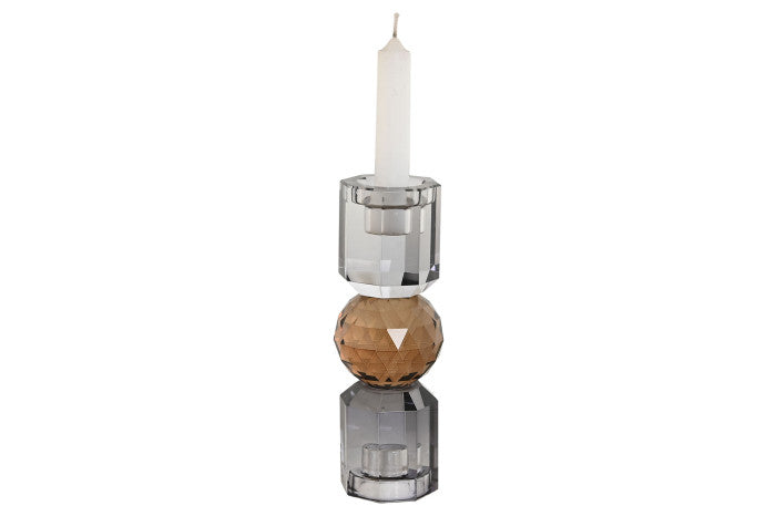 Porta-Vela em Vidro Cinzento – Simplicidade com Elegância